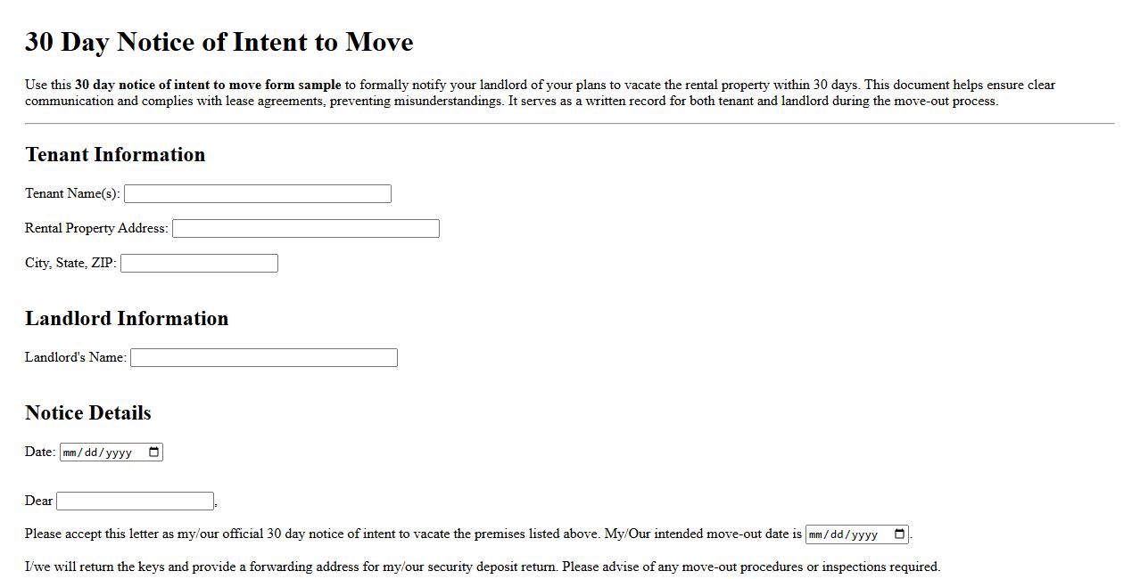 30 day notice of intent to move form sample image preview
