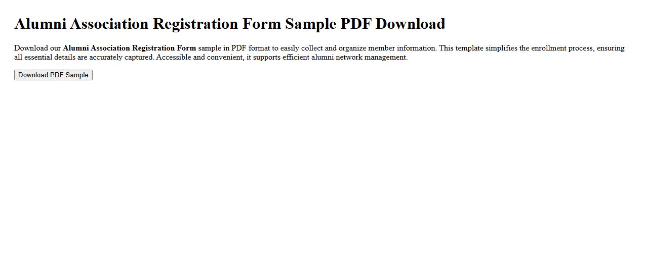 Alumni association registration form sample PDF download image preview