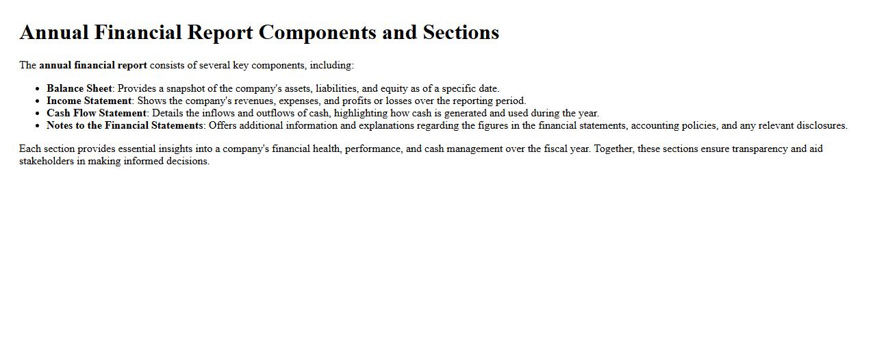 Annual financial report components and sections image preview