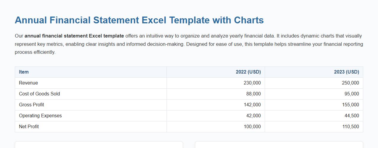 annual financial statement excel template with charts image preview