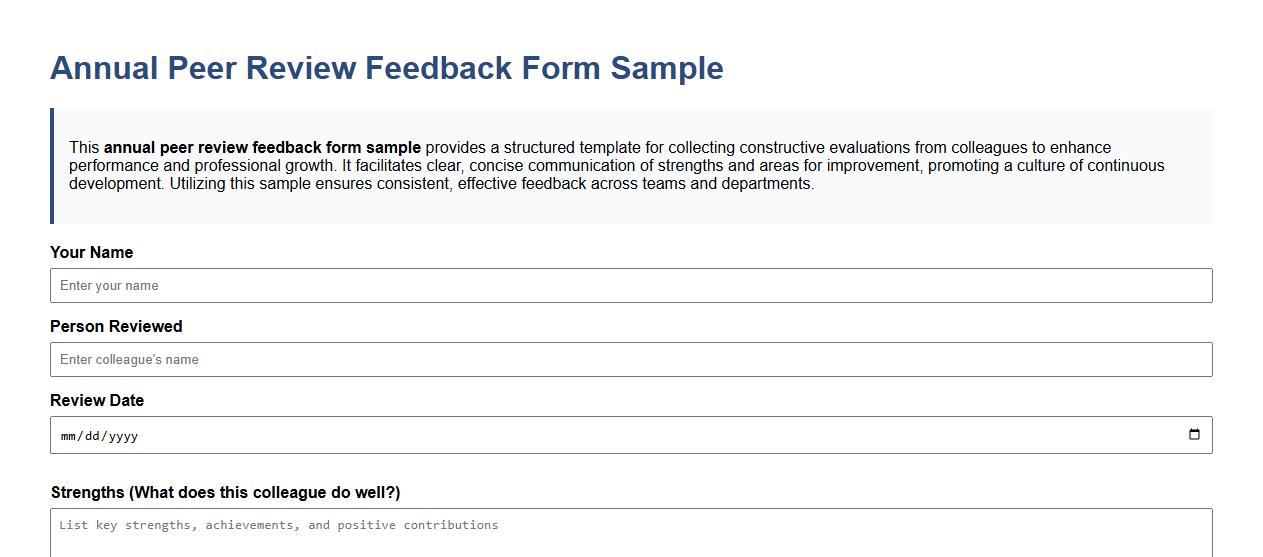 Annual peer review feedback form sample image preview