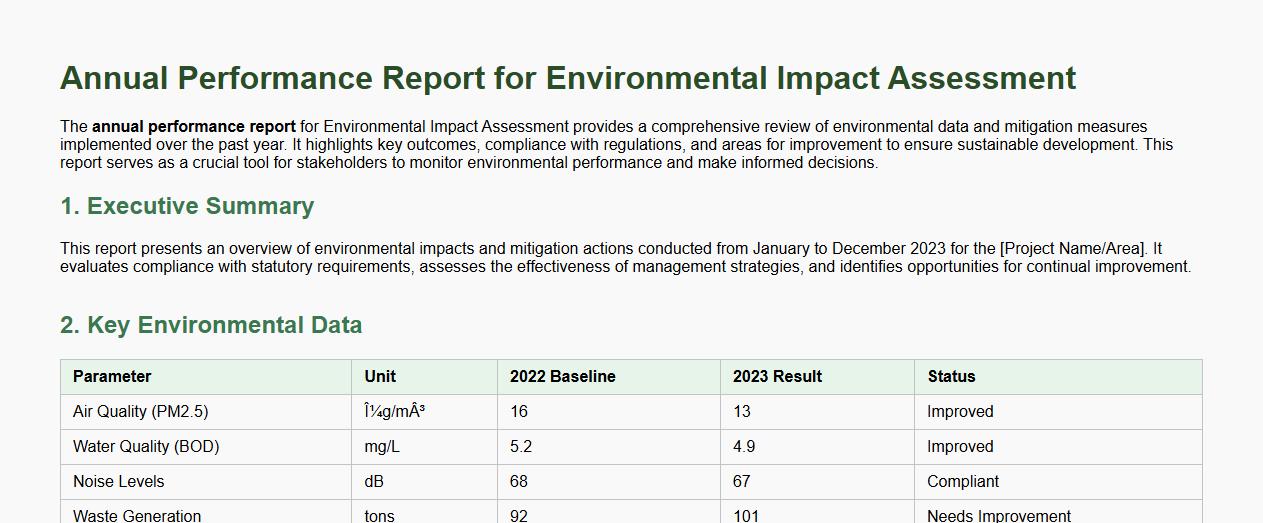 annual performance report for environmental impact assessment image preview