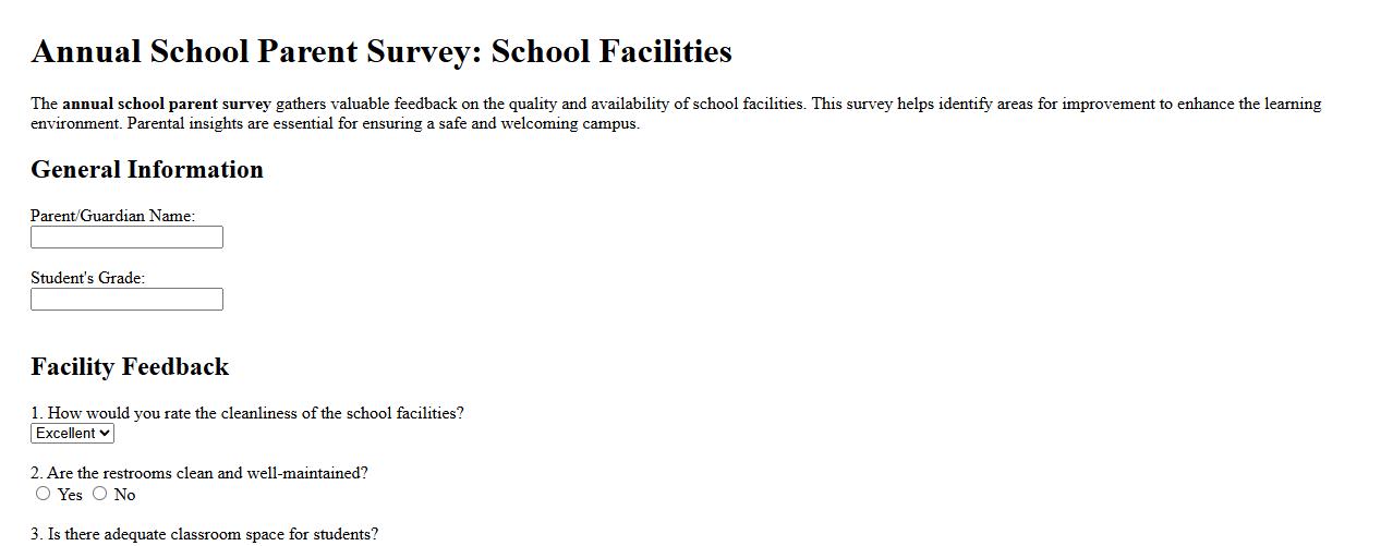 annual school parent survey about school facilities image preview