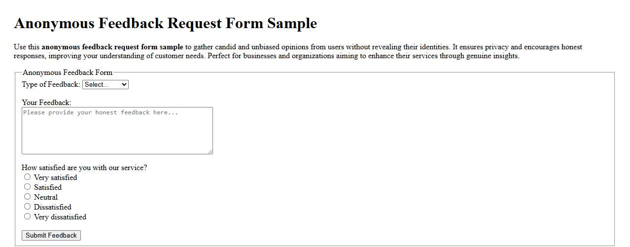anonymous feedback request form sample image preview