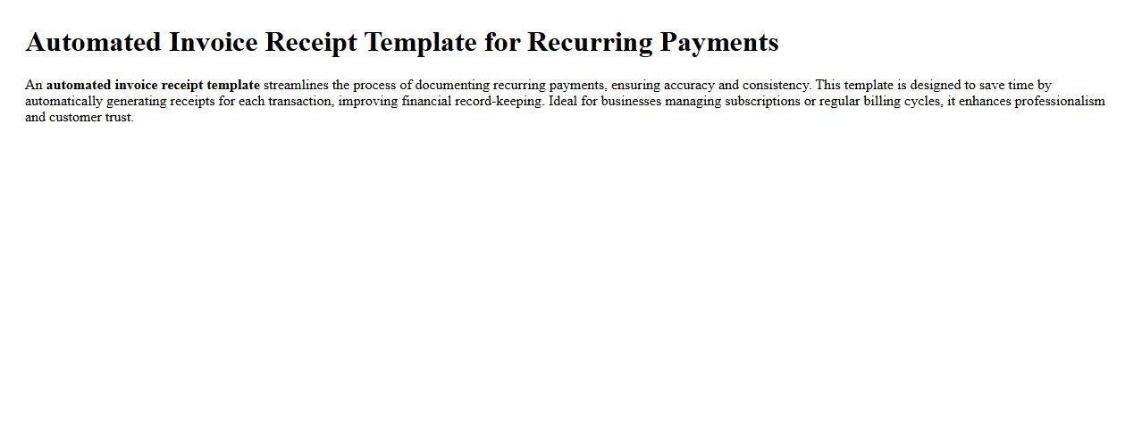 Automated invoice receipt template for recurring payments image preview