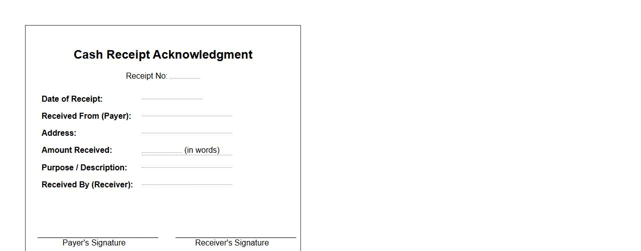 cash receipt acknowledgment format image preview