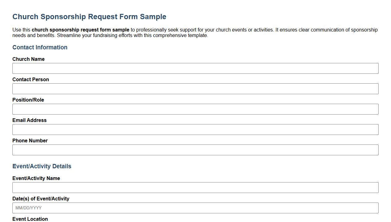 church sponsorship request form sample image preview