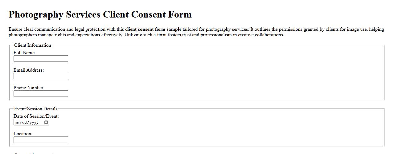 client consent form sample for photography services image preview