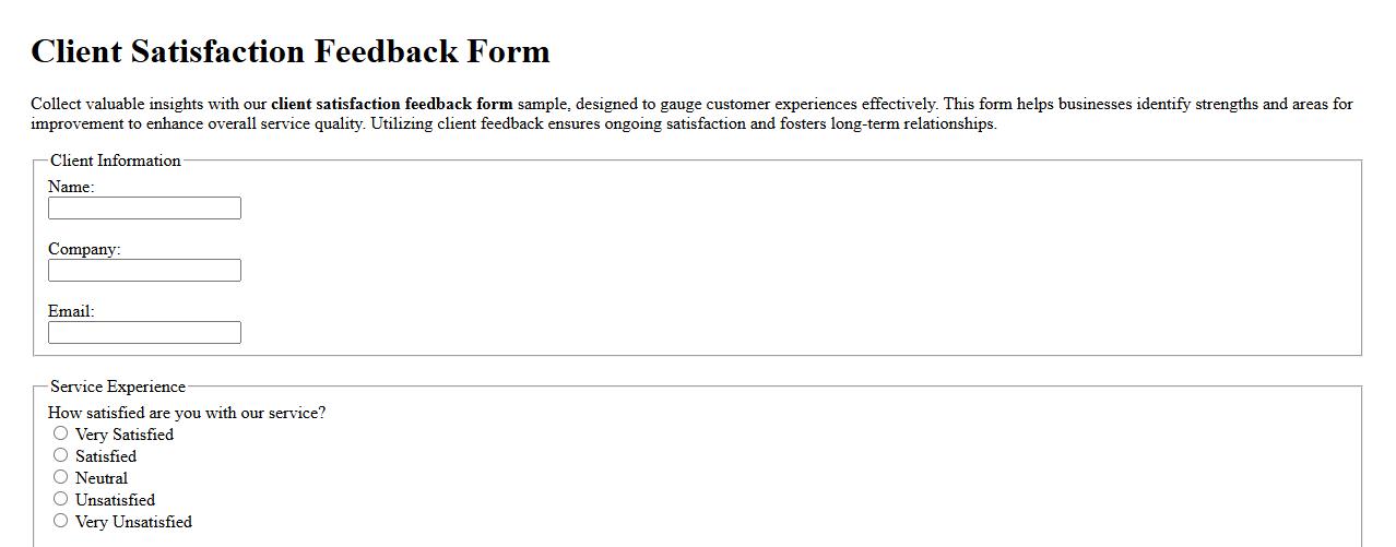 client satisfaction feedback form sample image preview