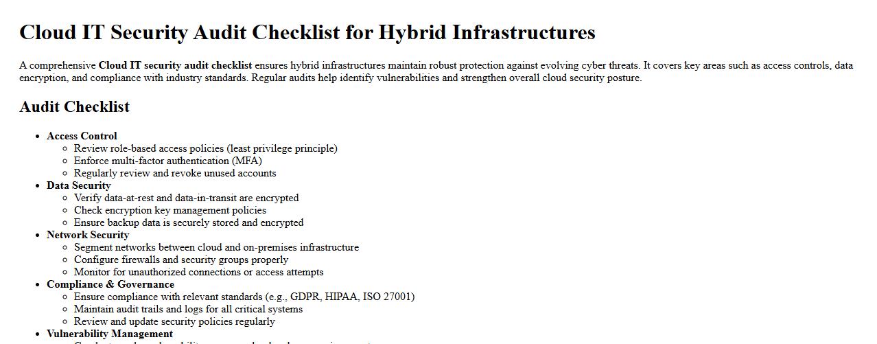 Cloud IT security audit checklist for hybrid infrastructures image preview