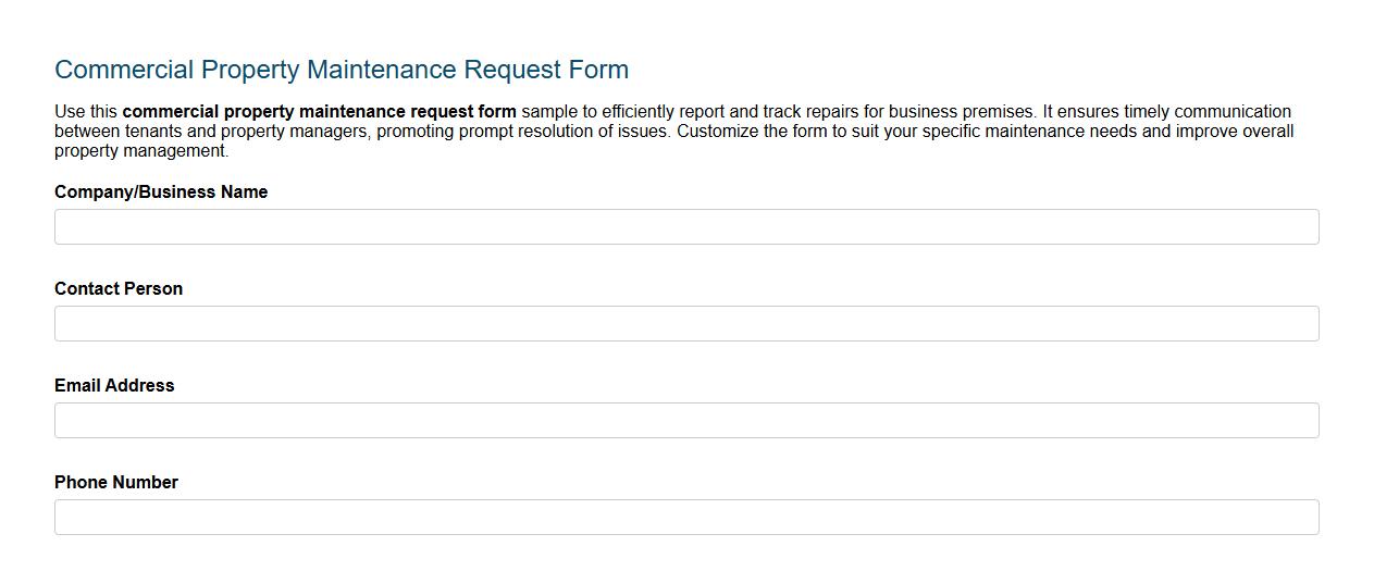 Commercial property maintenance request form sample image preview