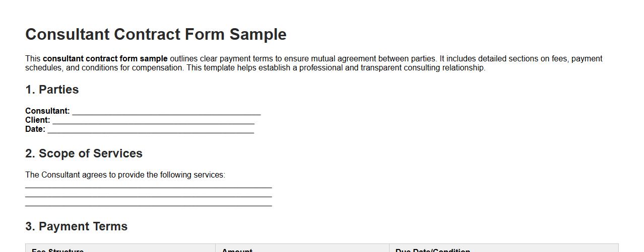 consultant contract form sample with payment terms image preview