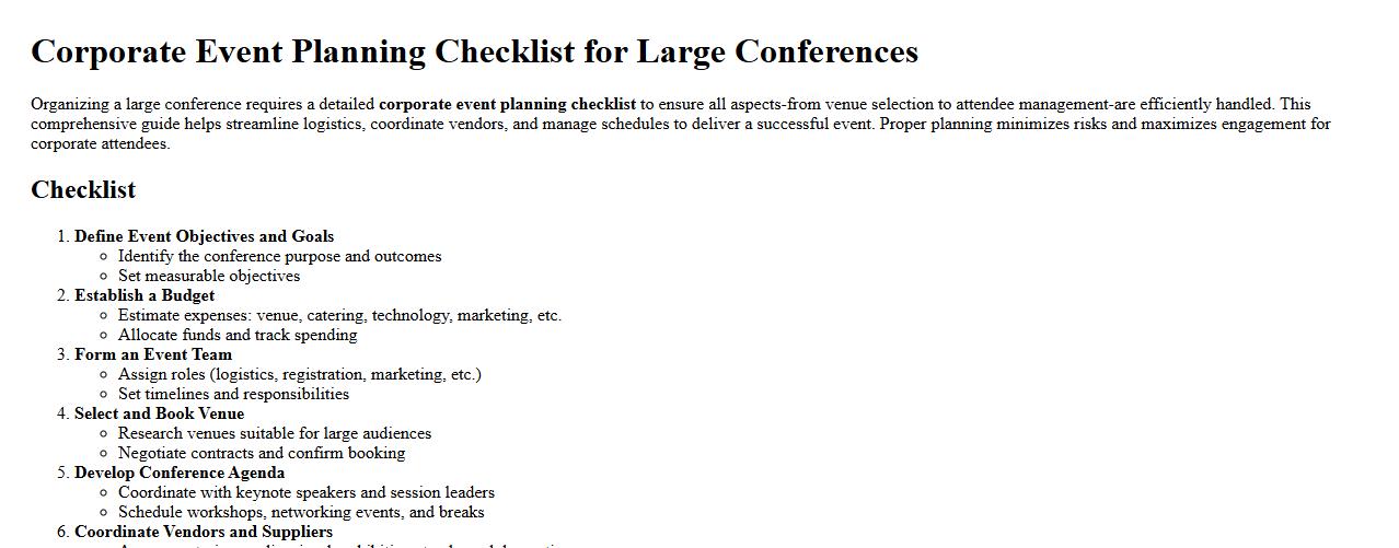 Corporate event planning checklist for large conferences image preview