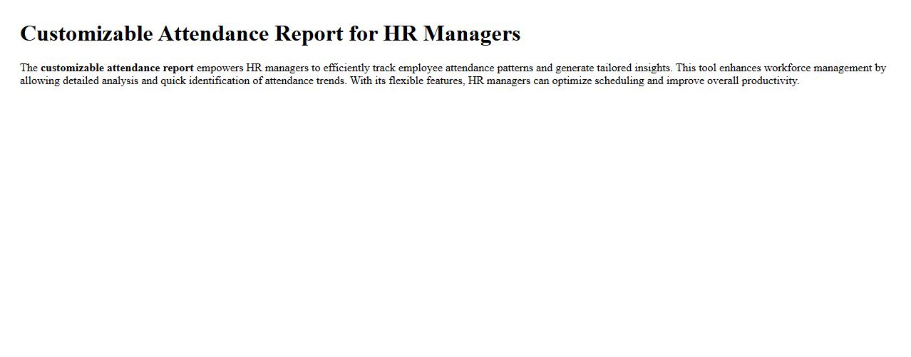 Customizable attendance report for HR managers image preview