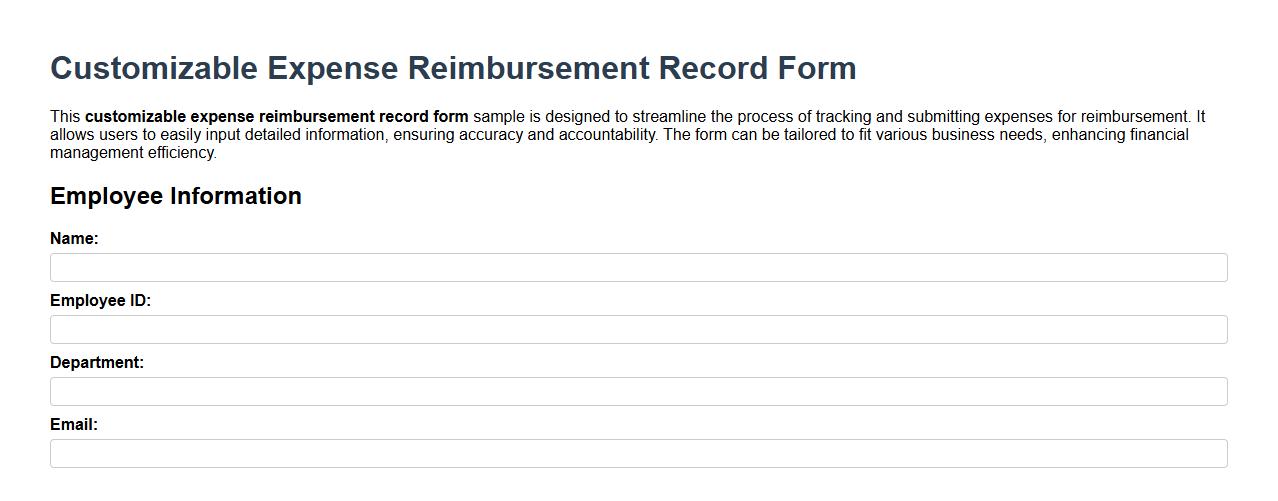 customizable expense reimbursement record form sample image preview