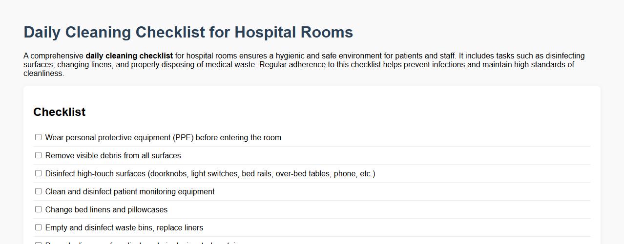 daily cleaning checklist for hospital rooms image preview