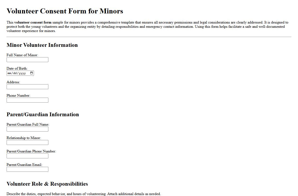 detailed volunteer consent form sample for minors image preview