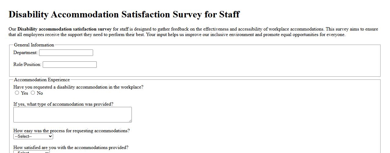 Disability accommodation satisfaction survey for staff image preview