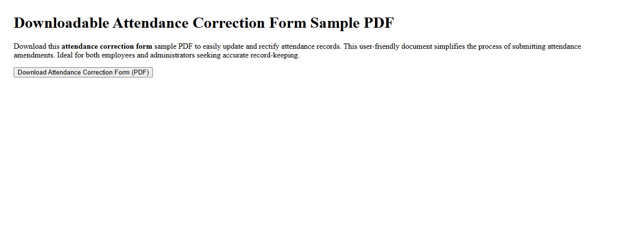 downloadable attendance correction form sample PDF image preview