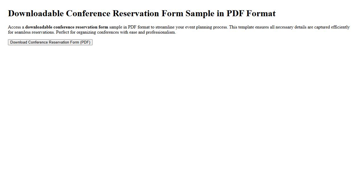 Downloadable conference reservation form sample in PDF format image preview