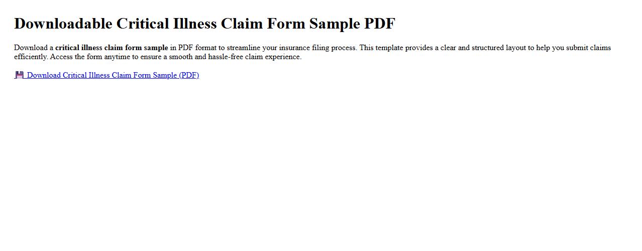 downloadable critical illness claim form sample pdf image preview