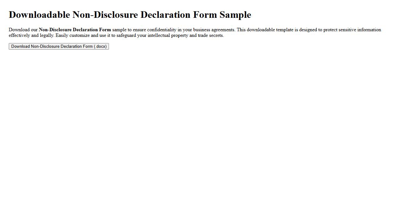 Downloadable Non-Disclosure Declaration Form Sample image preview