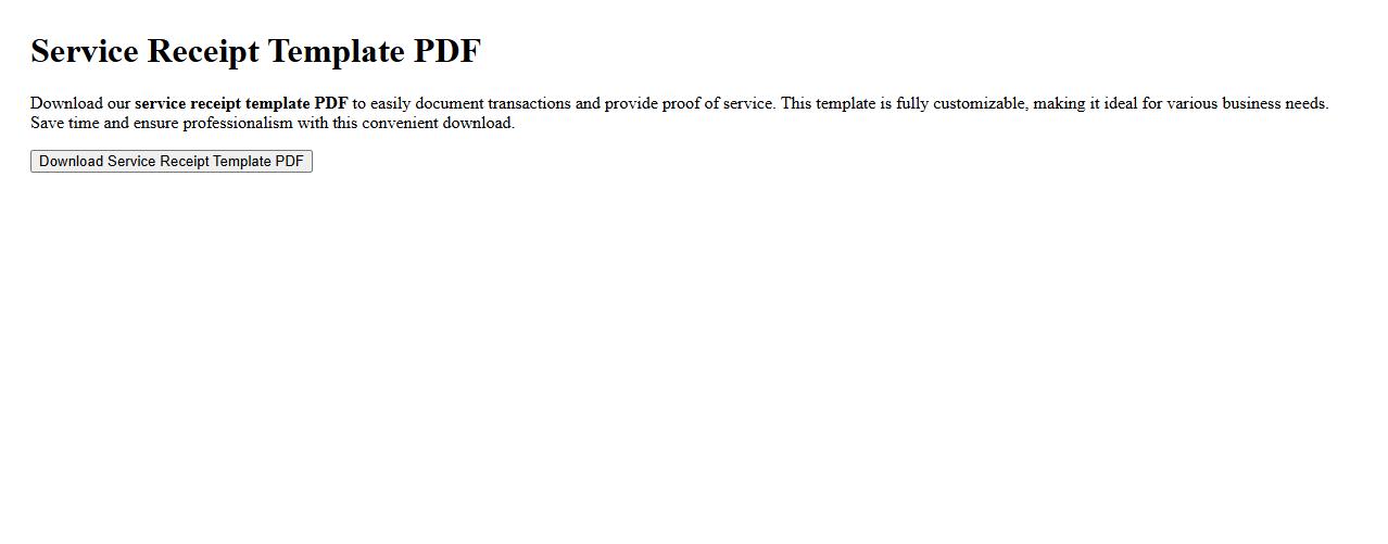 downloadable service receipt template PDF image preview