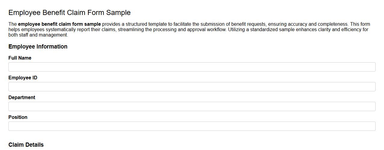 employee benefit claim form sample image preview
