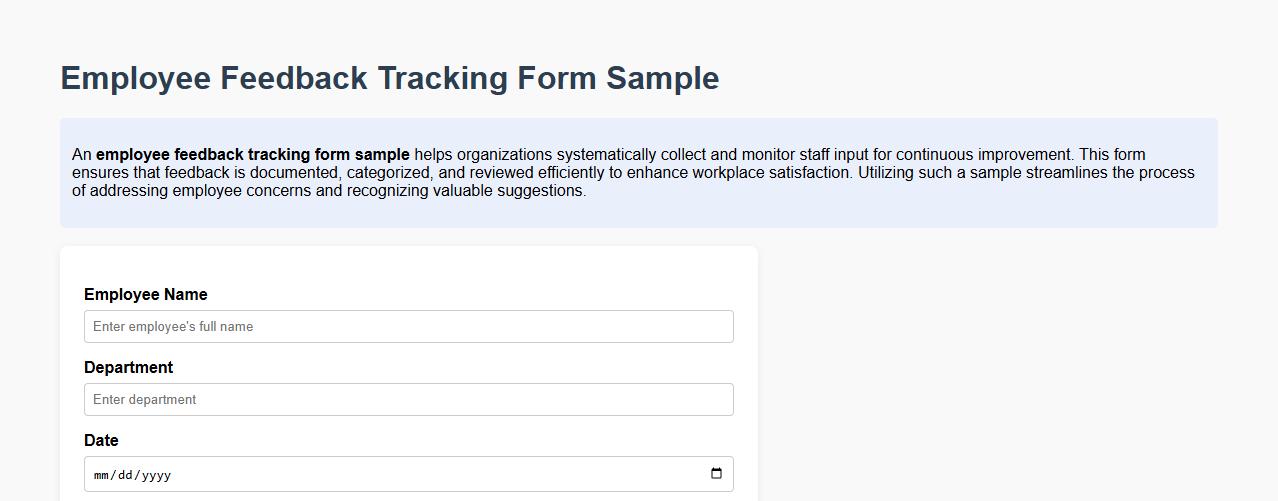 employee feedback tracking form sample image preview