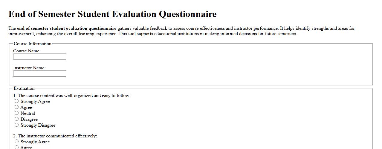 end of semester student evaluation questionnaire image preview