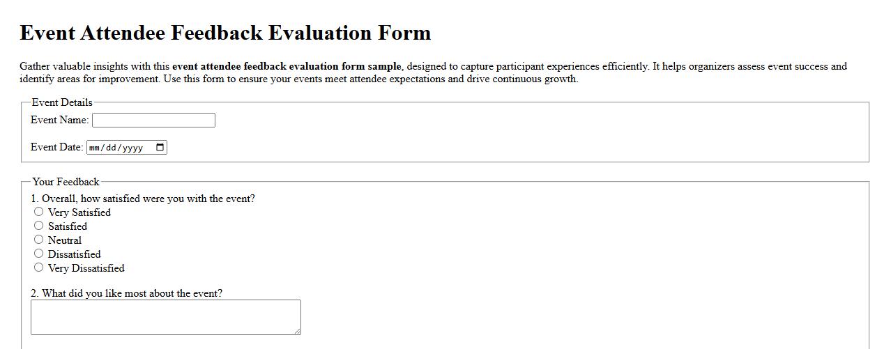 event attendee feedback evaluation form sample image preview