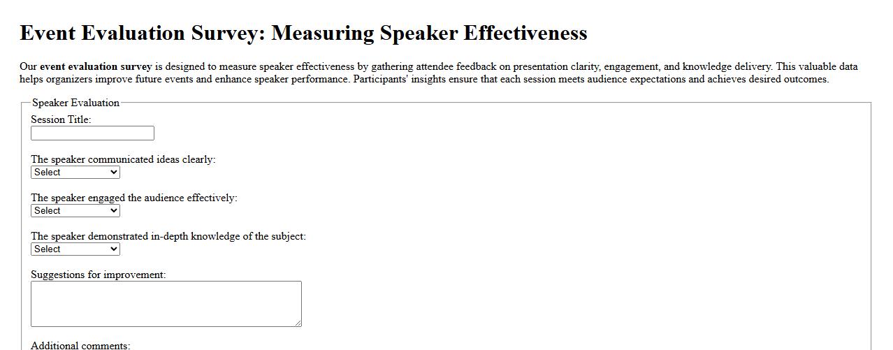 event evaluation survey measuring speaker effectiveness image preview