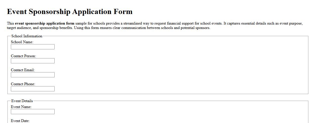 Event sponsorship application form sample for schools image preview