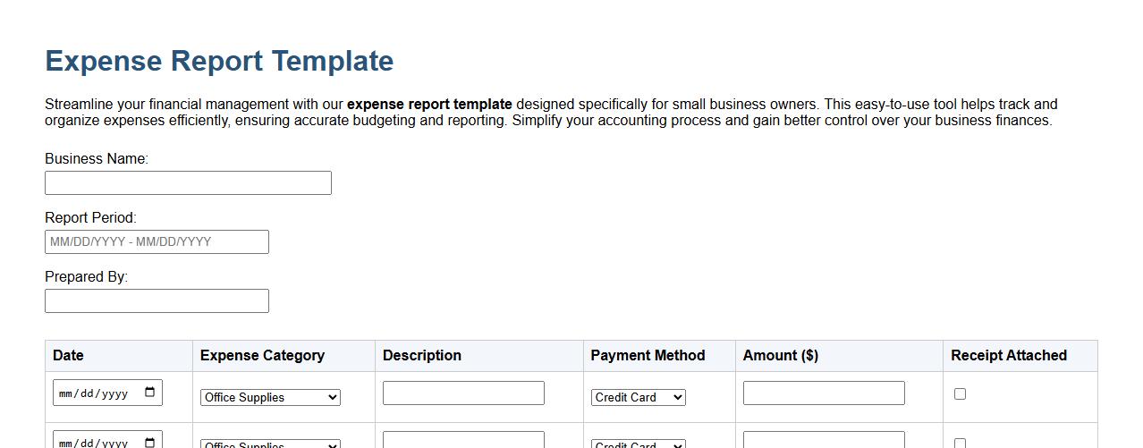 expense report template for small business owners image preview