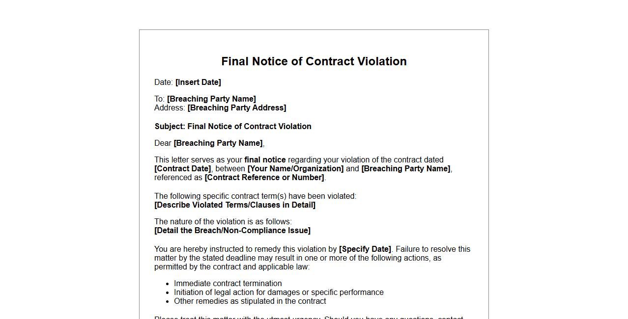 final notice form sample for contract violation image preview