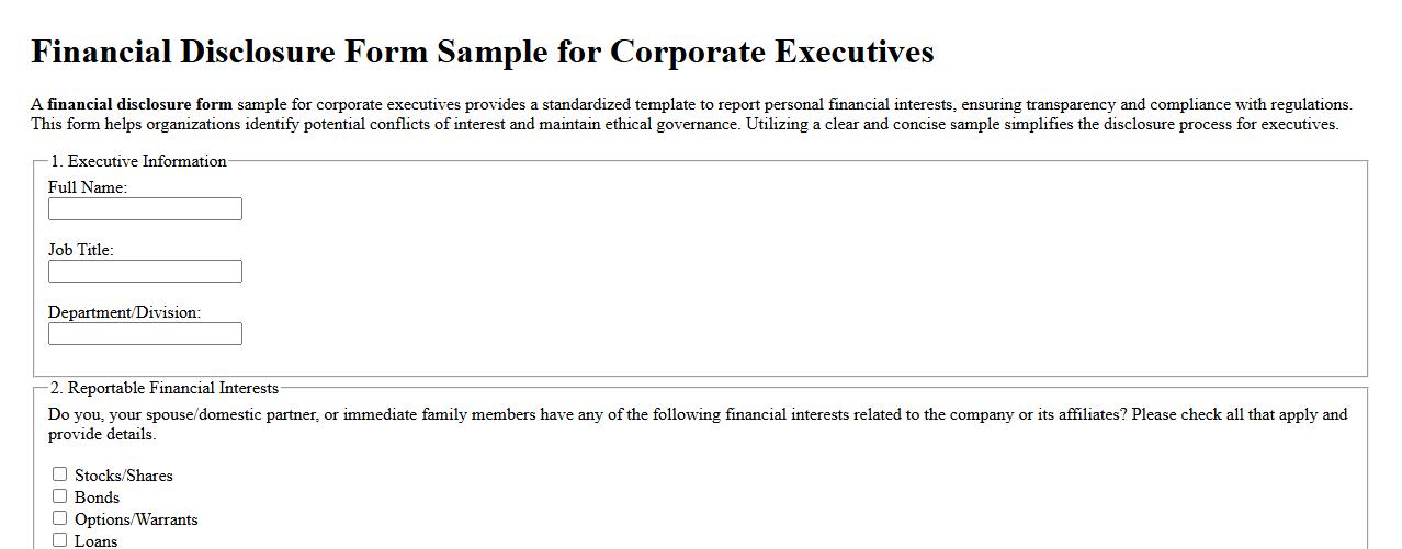 financial disclosure form sample for corporate executives image preview