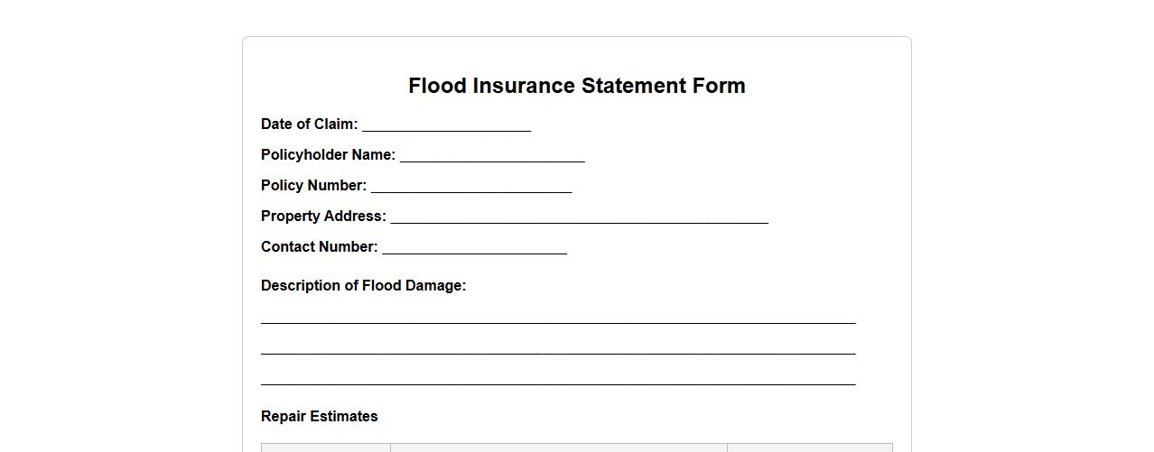 Flood insurance statement form sample with repair estimates image preview