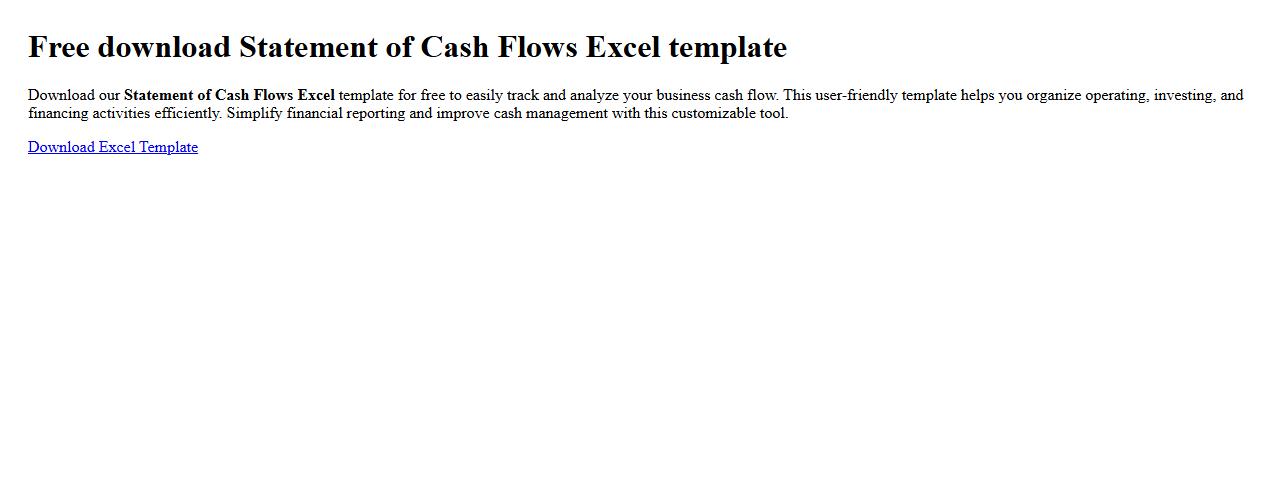 Free download Statement of Cash Flows Excel template image preview