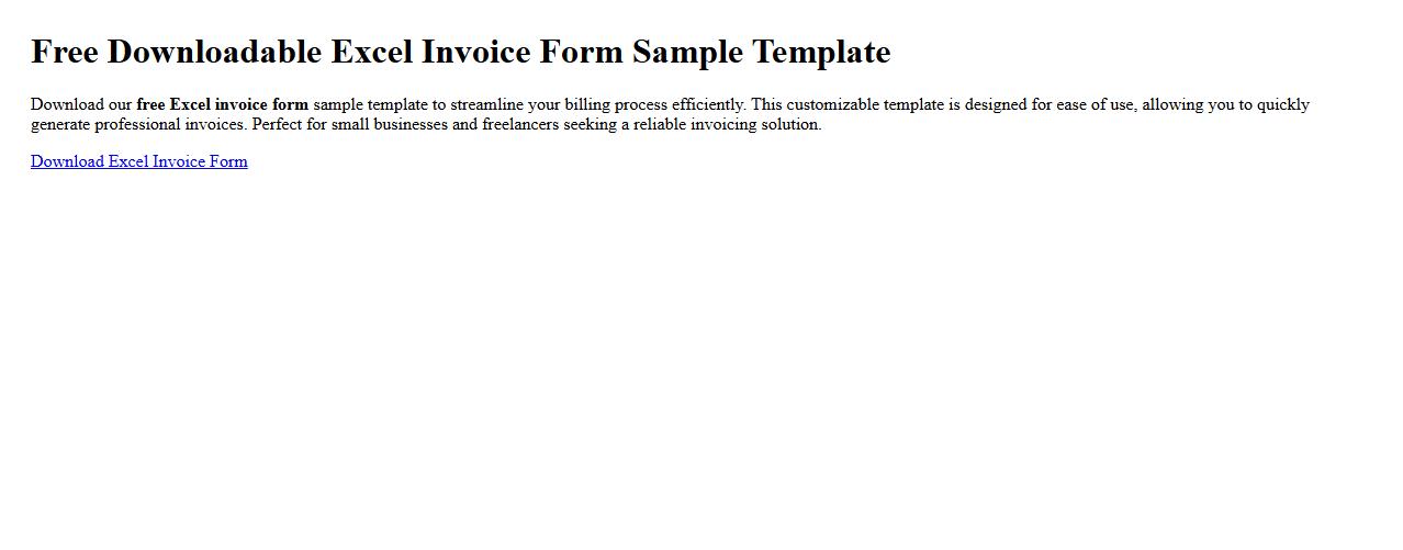 Free downloadable Excel invoice form sample template image preview
