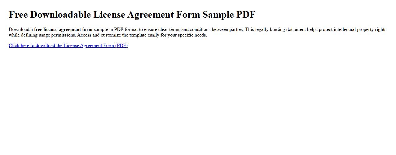 Free downloadable license agreement form sample PDF image preview
