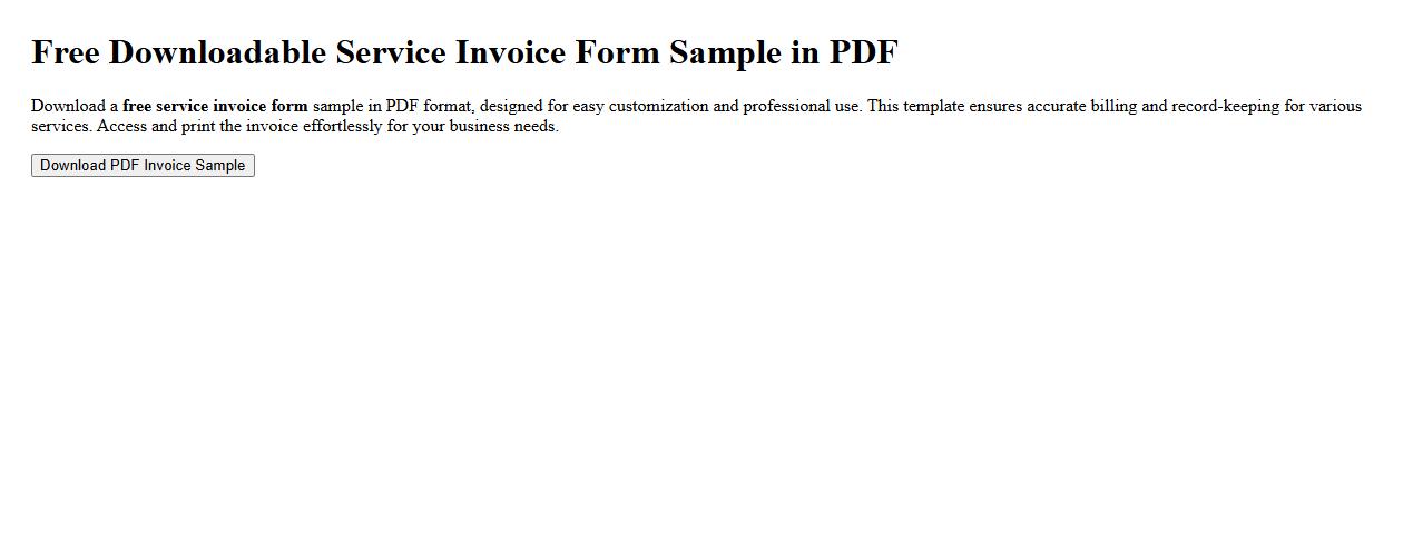 Free downloadable service invoice form sample in PDF image preview