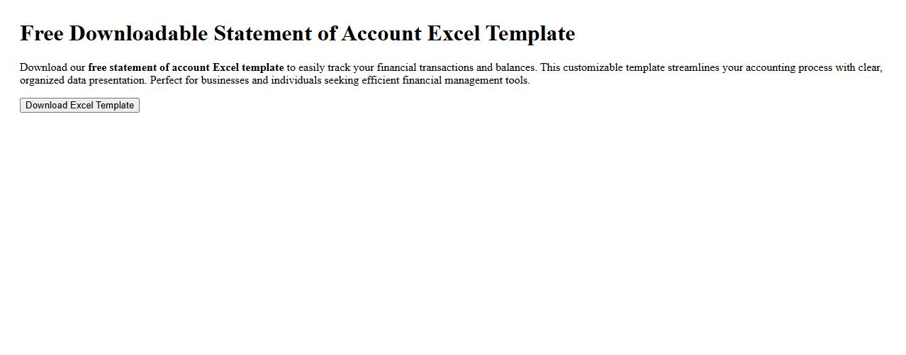 Free downloadable statement of account Excel template image preview
