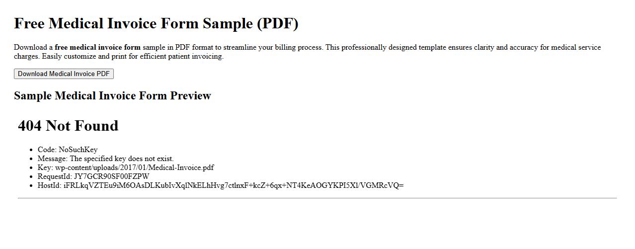 free medical invoice form sample in PDF format image preview