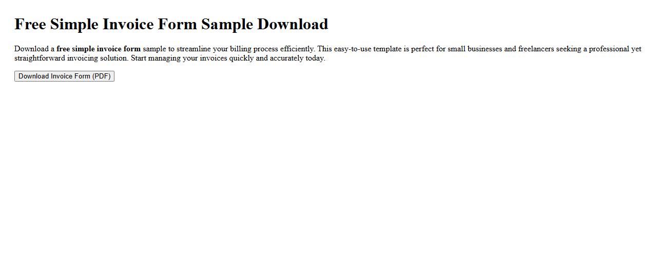 Free simple invoice form sample download image preview