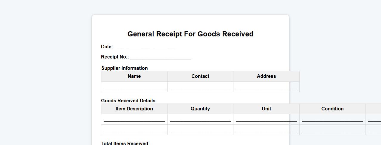 general receipt form sample for goods received image preview