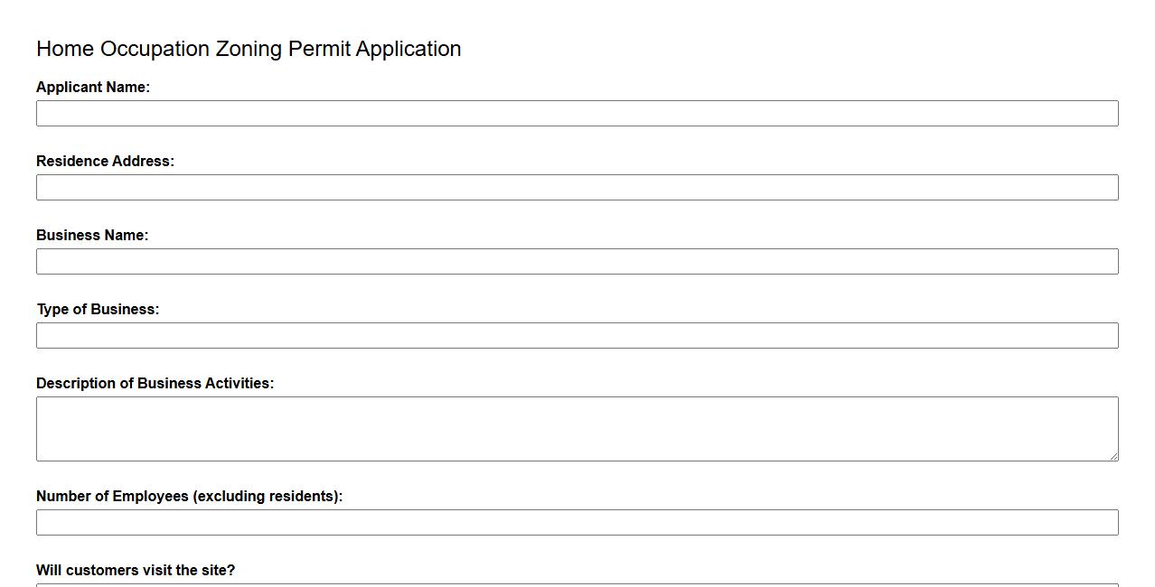 home occupation zoning permit form sample image preview