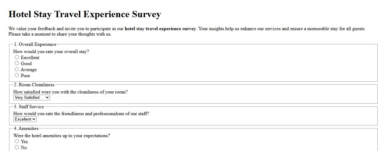 Hotel stay travel experience survey for guests image preview