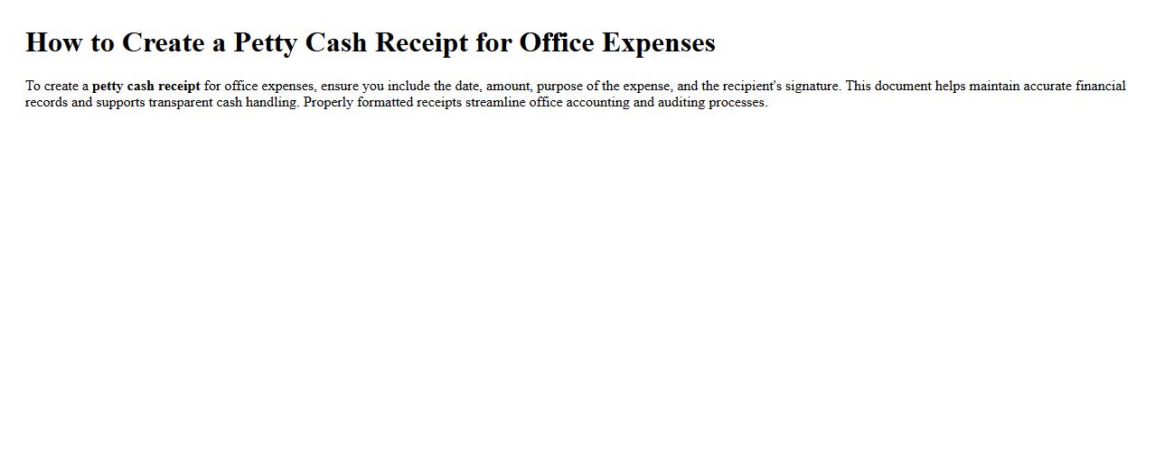 How to create a petty cash receipt for office expenses image preview