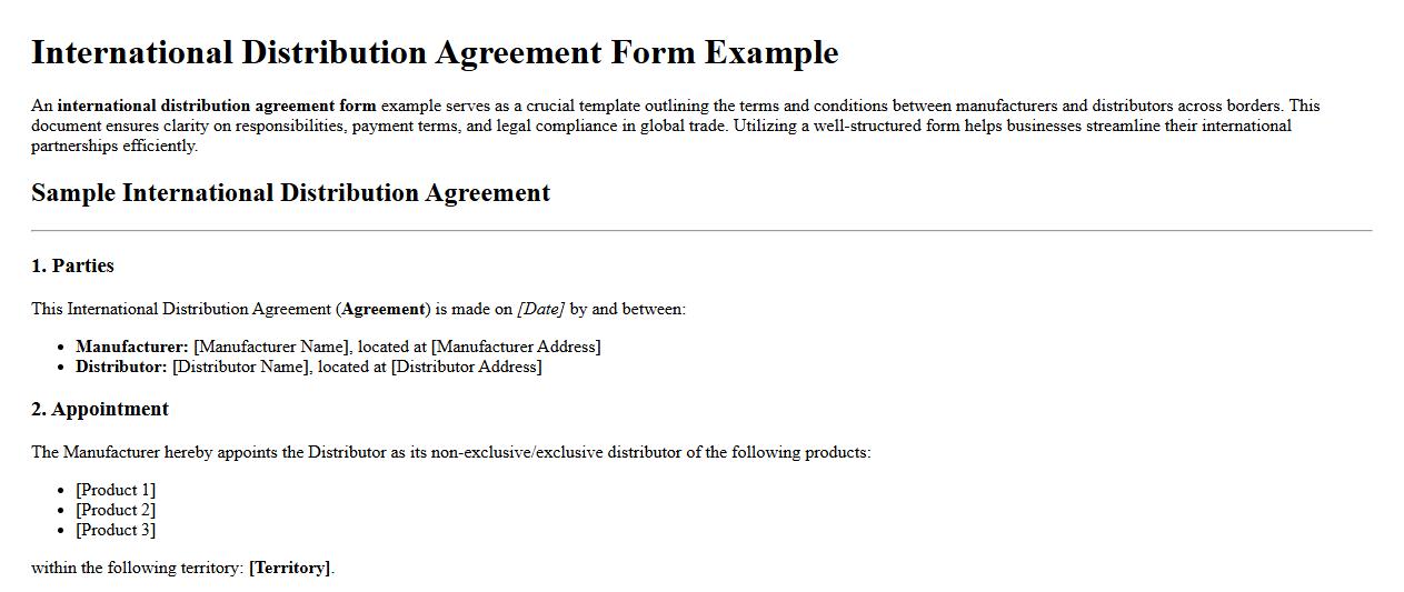 international distribution agreement form example image preview