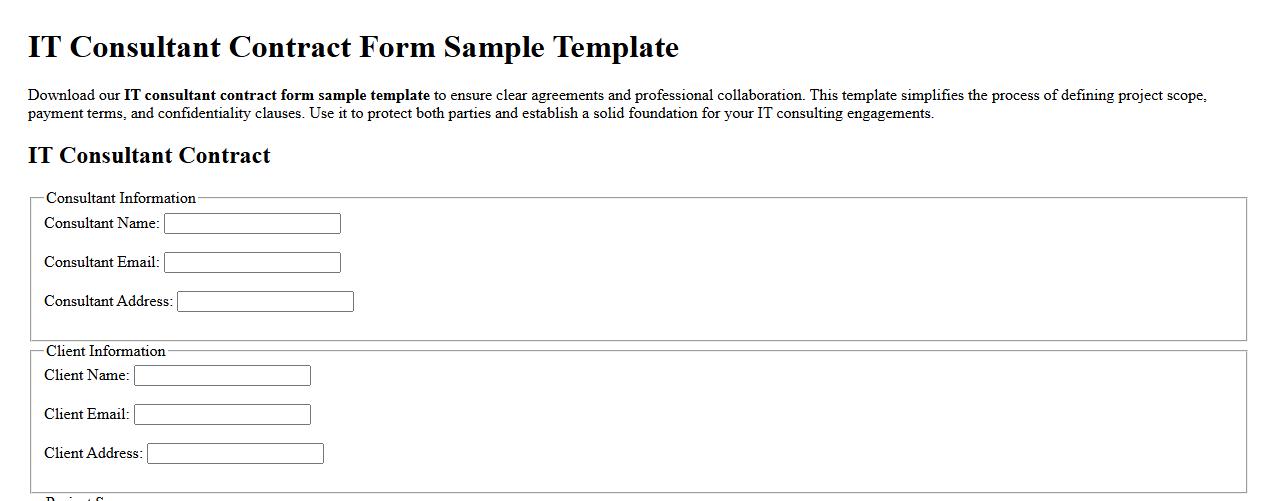 IT consultant contract form sample template image preview